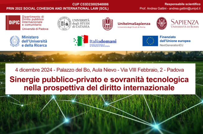 Collegamento a SINERGIE PUBBLICO-PRIVATO E SOVRANITÀ TECNOLOGICA NELLA PROSPETTIVA DEL DIRITTO INTERNAZIONALE